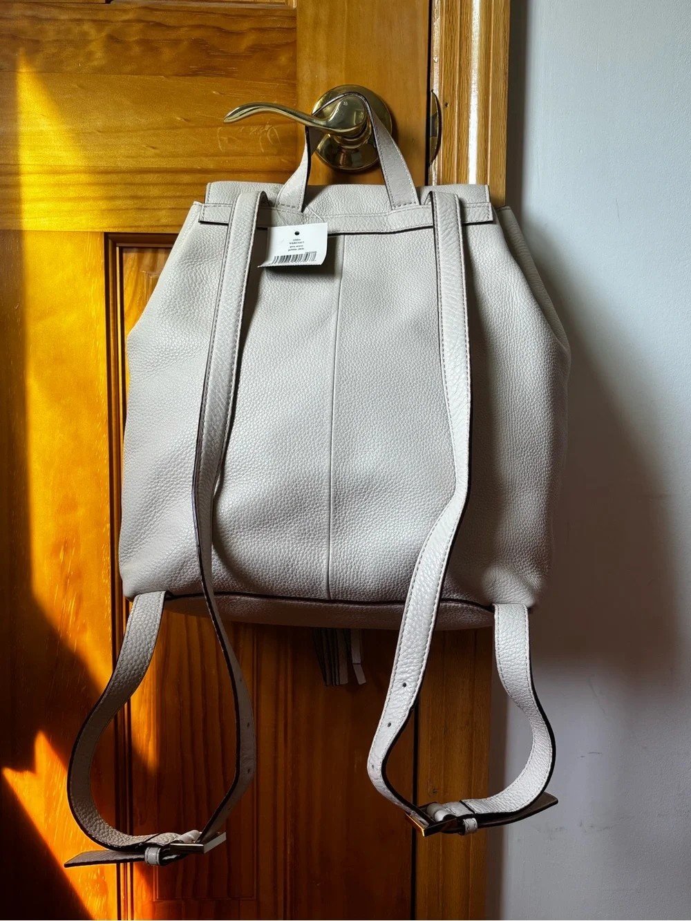 kate spade Pebbled Leather Backpack in Light Gray-Taupe
